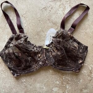 Creative Woman whimsy Leopard Lace Bra Full Coverage Adjustable Straps NWT 32DDD